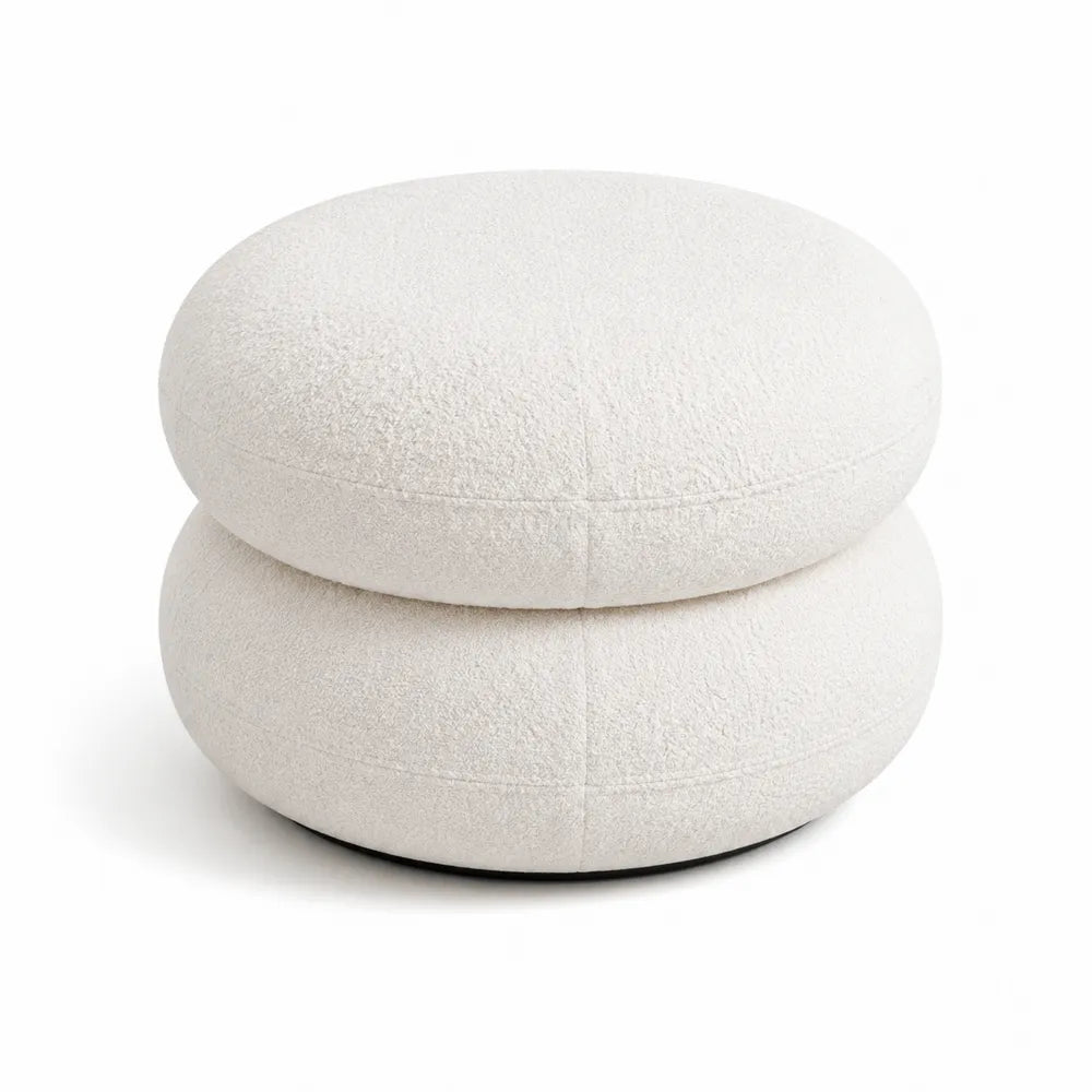 Pouf Rotondo in Tessuto Bouclé Ø50 cm