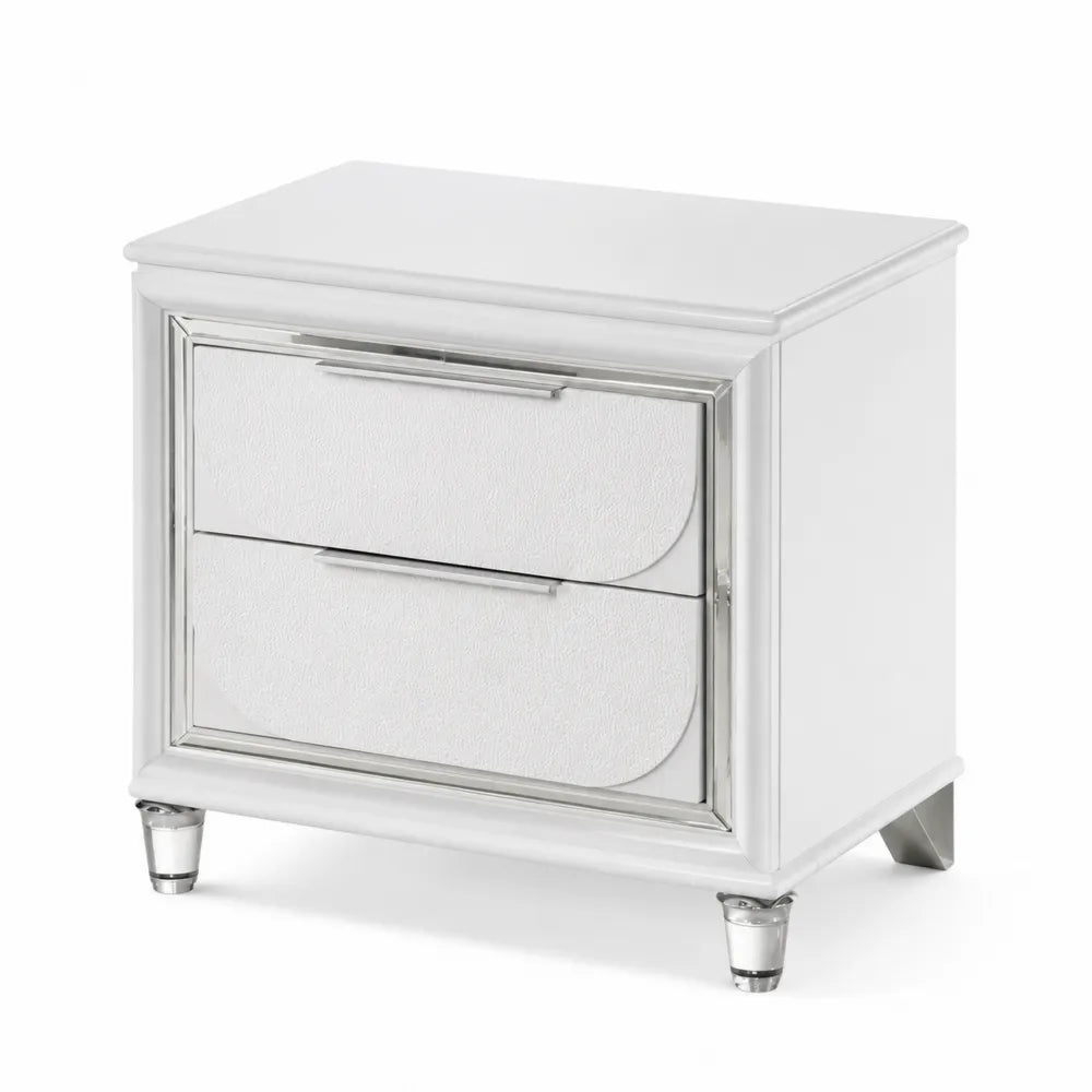 Comodino bianco con 2 cassetti in MDF