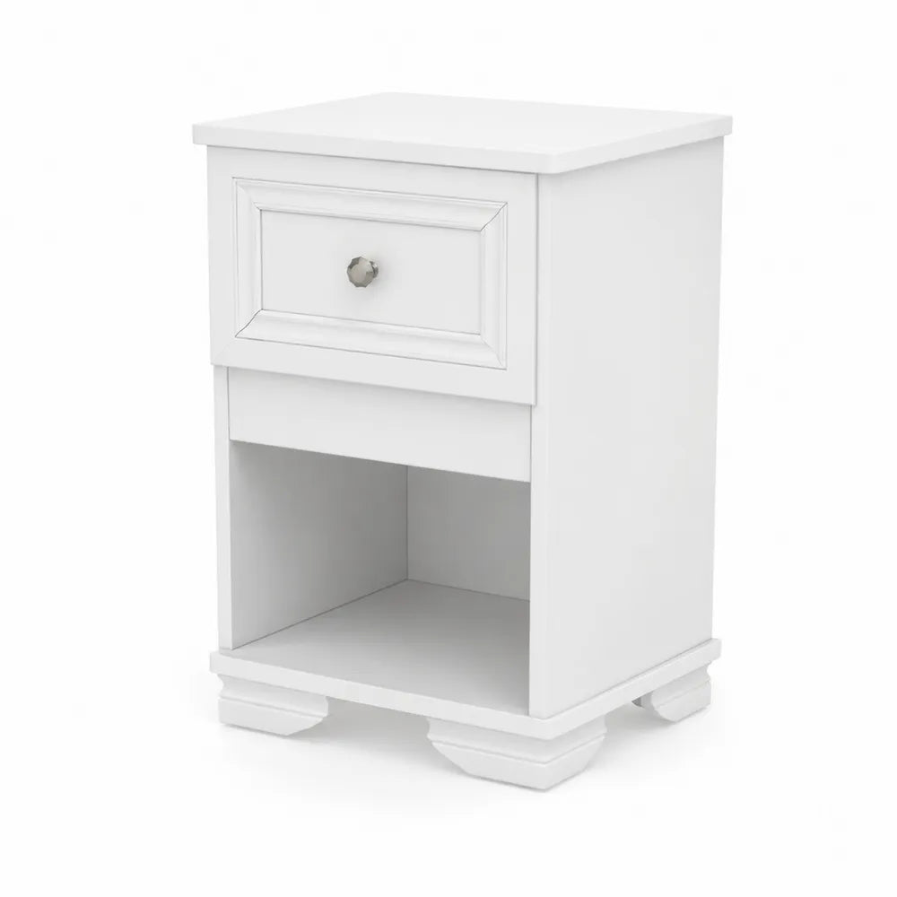 Comodino in MDF con cassetto singolo Bianco
