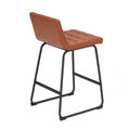 Sgabello in pelle sintetica marrone con struttura in metallo