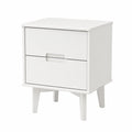 Comodino Bianco in MDF con Due Cassetti