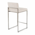 Sgabello da Bar in Metallo e Tessuto Beige