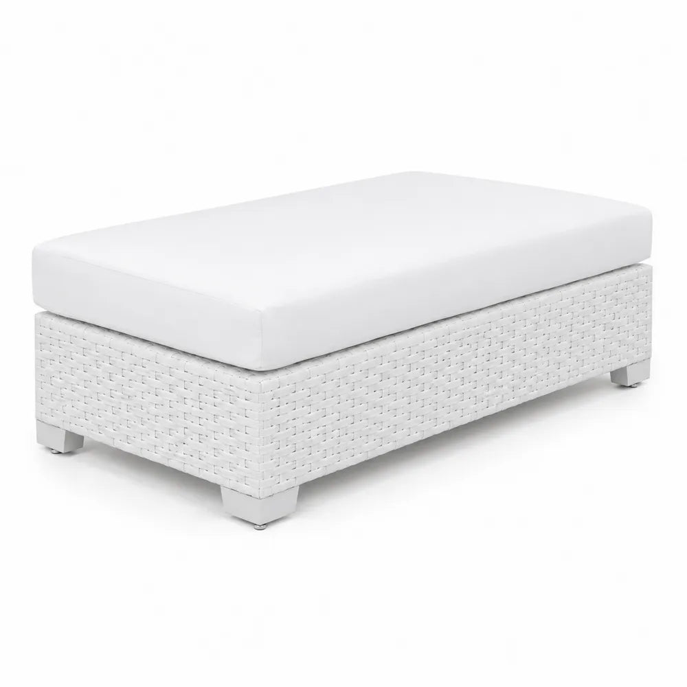 Panca in Rattan Sintetico Bianco con Cuscino